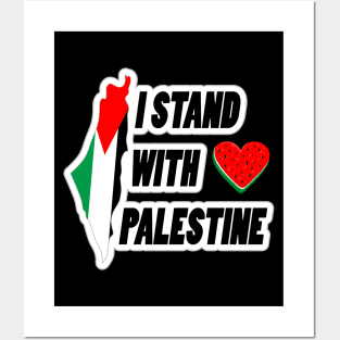 I stand with Palestine - Map and Watermelon Logo Posters and Art